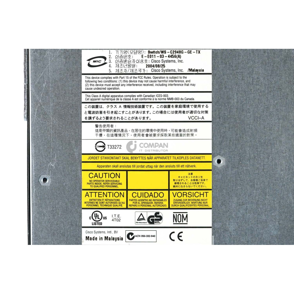 WS-C2948G-GE-TX CISCO CATALYST 2948 48-PORT 1GB ETHERNET 4-PORT 1GB SFP SWITCH